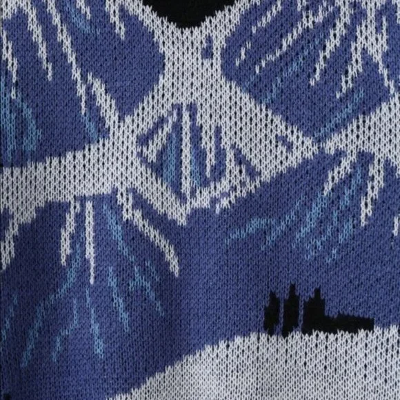 Snow Mountain Pattern Drop Shoulder Sweater Sz M New - Picture 5 of 5